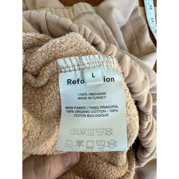 Reformation Jeans Classic Jogger Sweatpants in Buff Organic Cotton Size Large - Picture 5 of 6